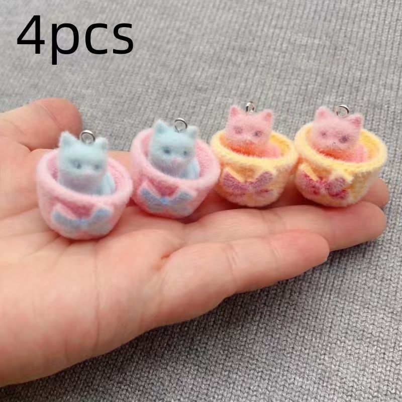 4pcs 3D plush resin cat pendan - Resin Craft Projects review and price