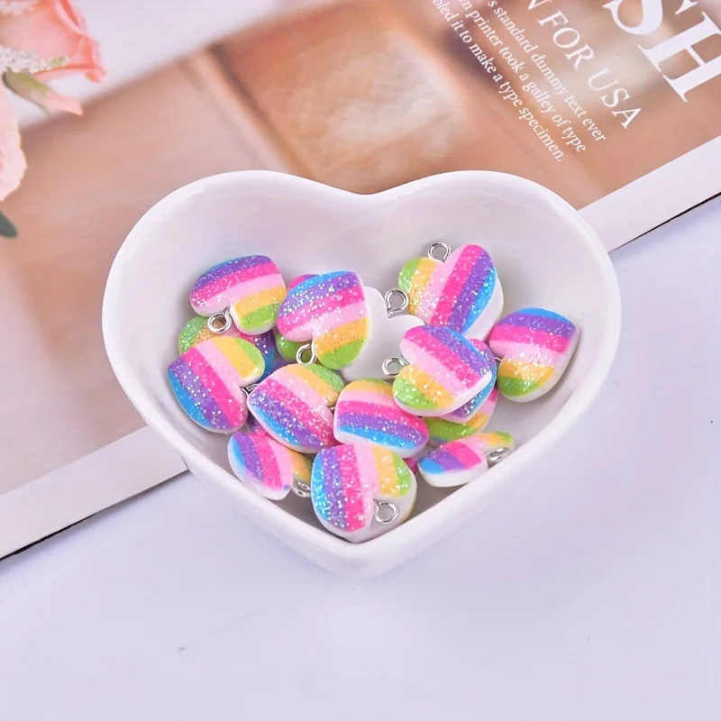 10Pcs Colorful Heart Resin Cha - Resin Crafts Diy review and price