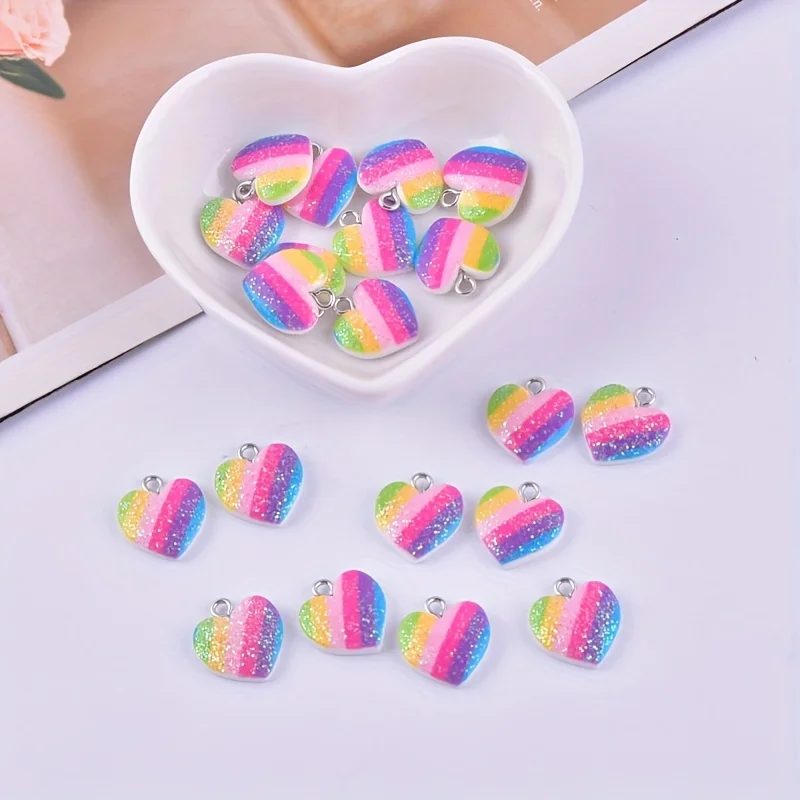 10Pcs Colorful Heart Resin Cha - Resin Crafts Diy review and price