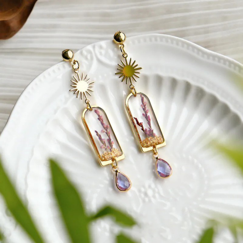 Unique Purple Lavender Earring - Dried Flower Bulk review and price